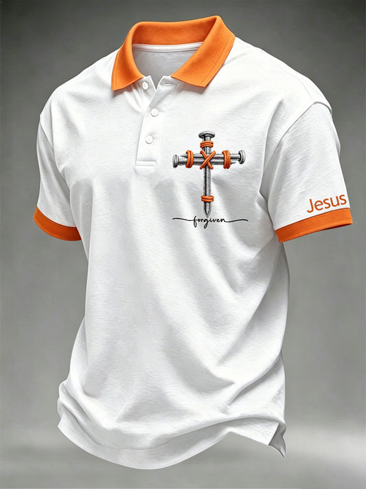 Men's Christian Cross Print Polo
