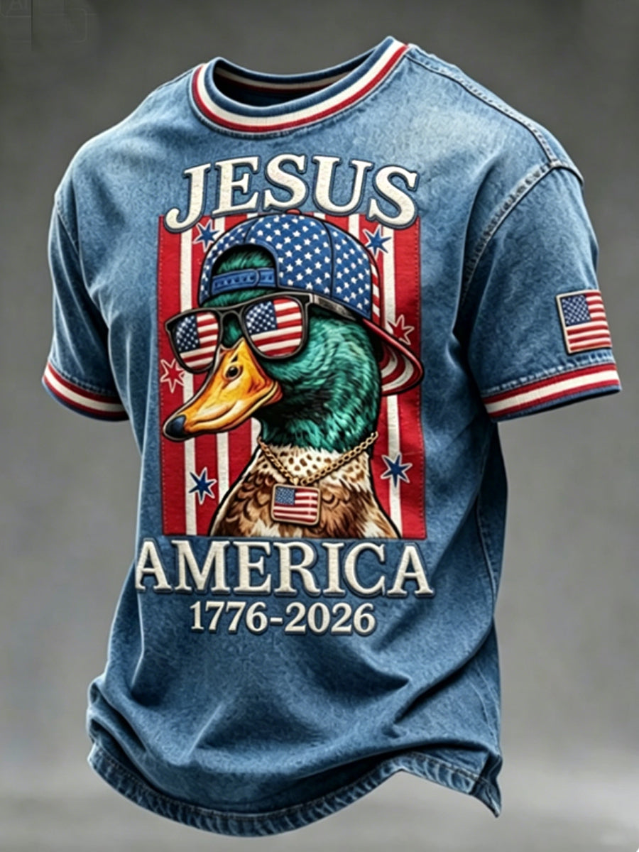 Men's U.S. Independence Day (1776–2026) "Jesus & Faith" Themed Tee