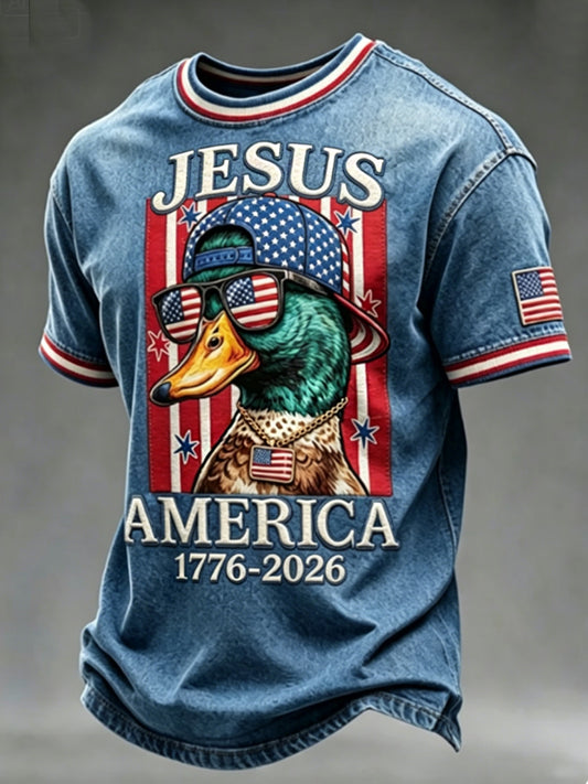 Men's U.S. Independence Day (1776–2026) "Jesus & Faith" Themed Tee