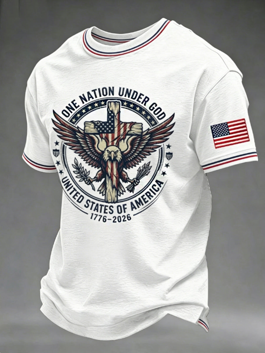 Men's U.S. Independence Day (1776–2026) "Jesus & Faith" Themed Tee