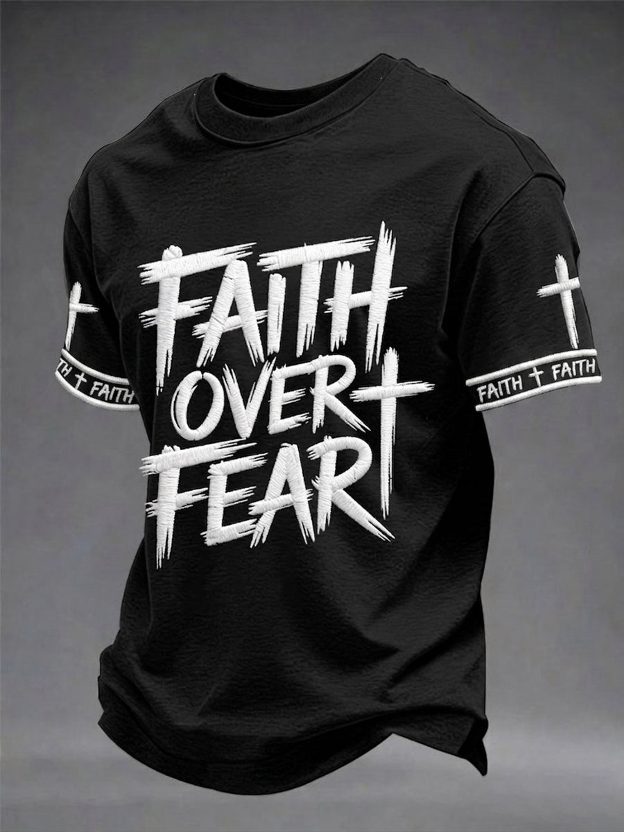 Men's Christian Faith Over Fear Cross Short Sleeve T-shirt