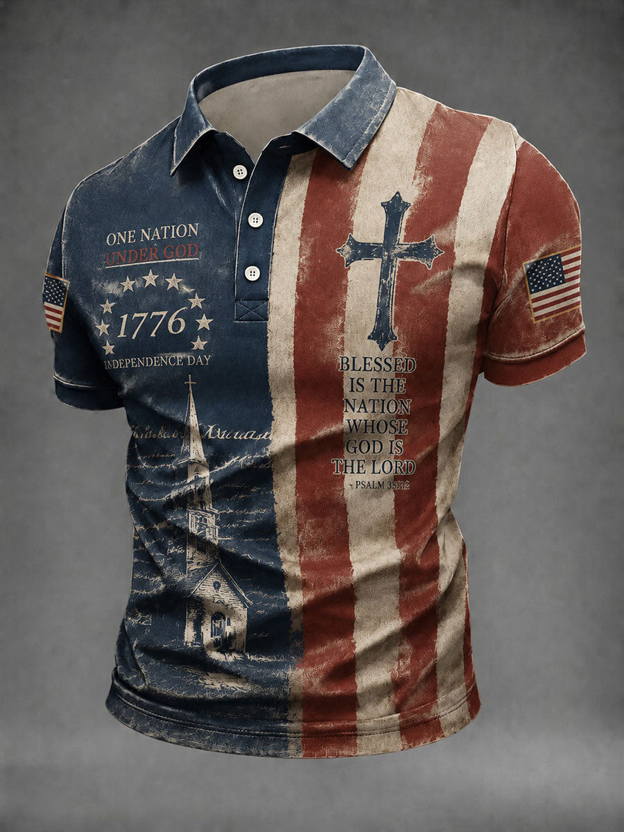 Men's America Flag God Bless America Printed Shirt