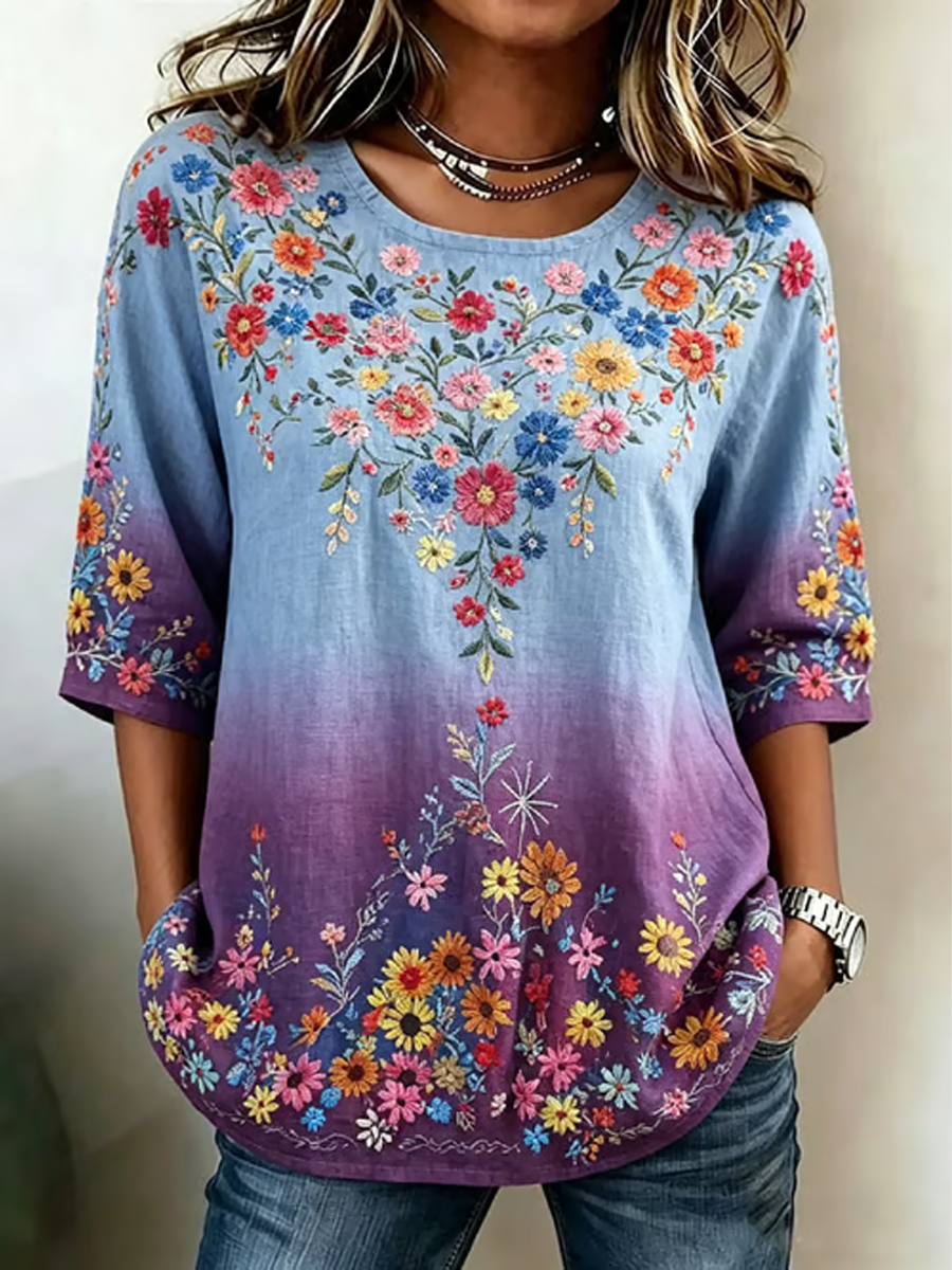 Women's Casual Alzheimer's Floral Print T-shirt