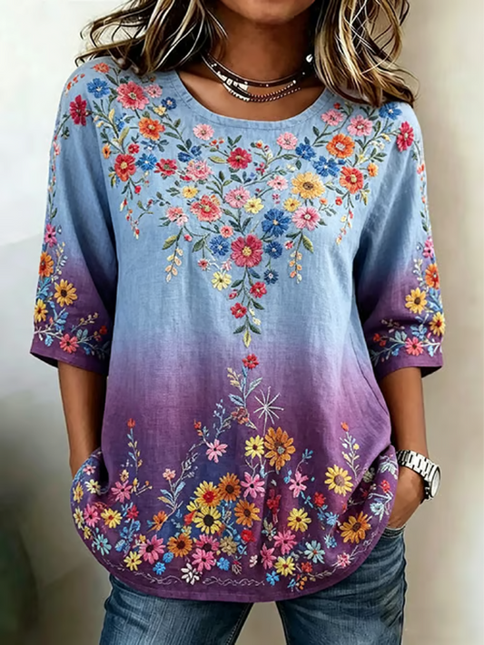 Women's Casual Alzheimer's Floral Print T-shirt