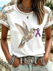 Women's Casual Alzheimer's Floral Print short-sleeved T-shirt
