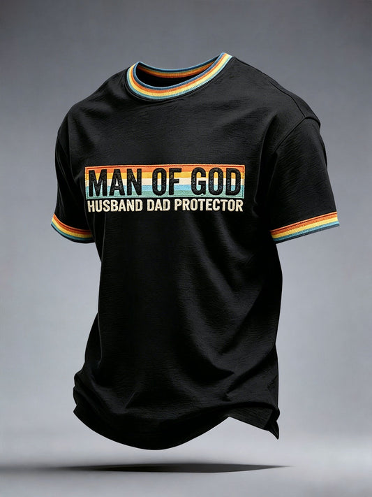 Men's Man Of God Husband Dad Protector T-Shirt