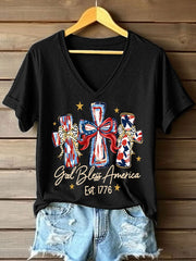 Women's God Bless America V-Neck T-Shirt