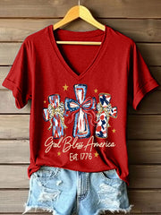 Women's God Bless America V-Neck T-Shirt