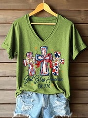 Women's God Bless America V-Neck T-Shirt