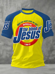 Men's The Blood Of Jesus Print Casual Tee