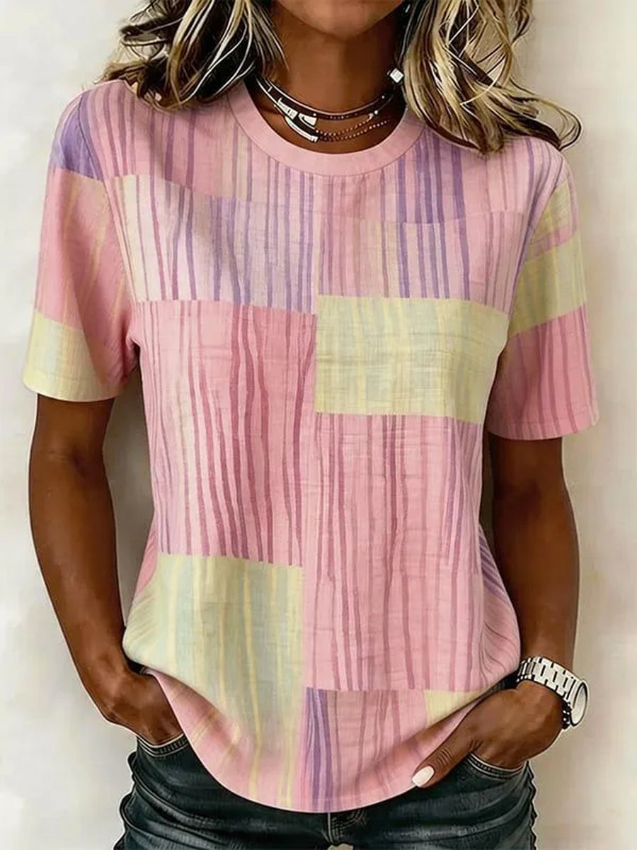 Women's Breast Cancer Pink Print Casual T-Shirt