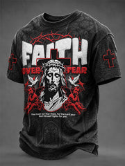 Men's Christian Jesus Print Casual Tee