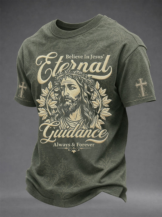 Men's Christian Jesus Print Casual Tee