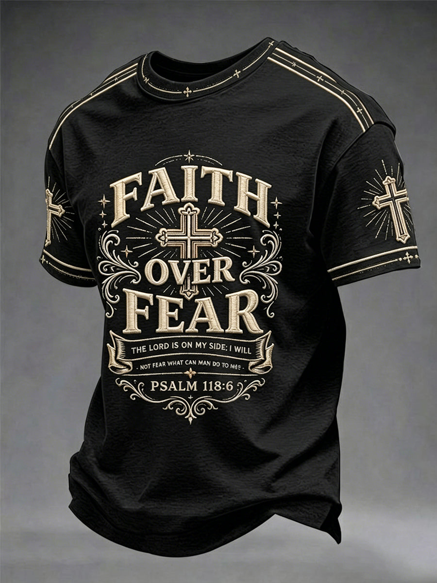 Men's Christian Faith Over Fear Cross Short Sleeve T-shirt