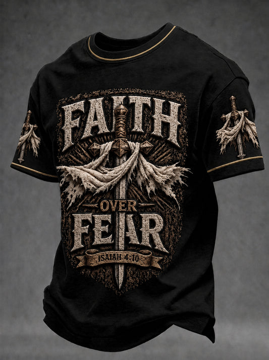 Men's Christian Faith Over Fear Cross Short Sleeve T-shirt