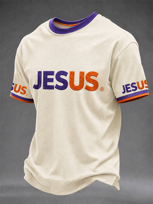 Men's Christian Jesus Print Casual Tee
