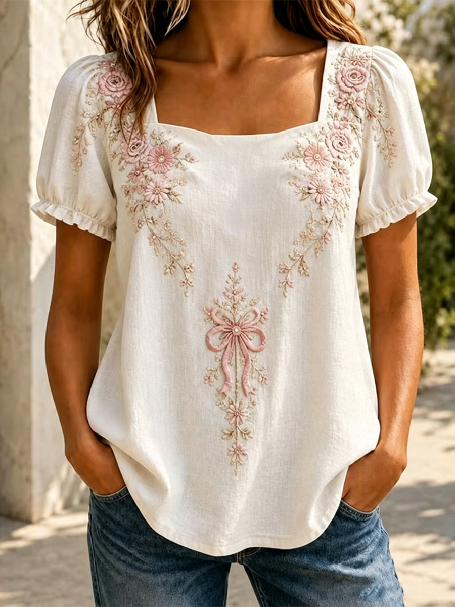 Women's floral print short-sleeved T-shirt