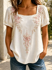 Women's floral print short-sleeved T-shirt