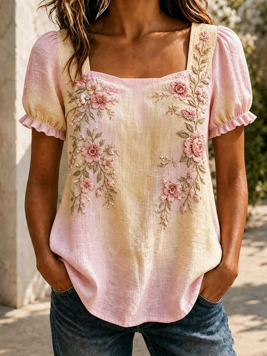 Women's floral print short-sleeved T-shirt