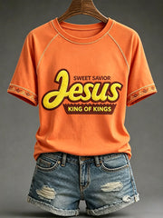 Women's Funny Christ Print Casual T-shirt