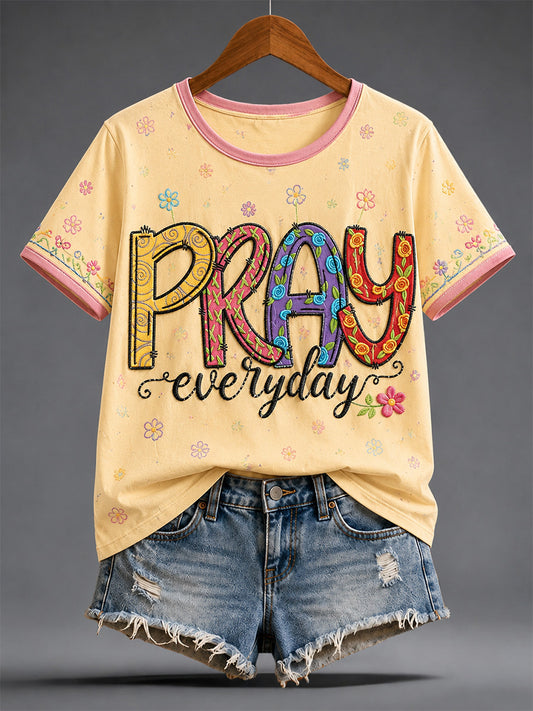 Women's Christian Jesus Print Casual Tee