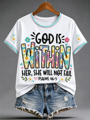 Women's Christian Jesus Print Casual Tee