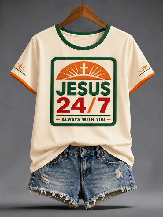 Women's  Funny Christian Jesus Print Casual Tee