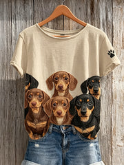 Women's Lovely Crowded Dachshund Dogs Print short-sleeved T-shirt