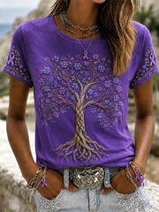 Women's Purple Floral Print Alzheimer's Awareness Support Tee
