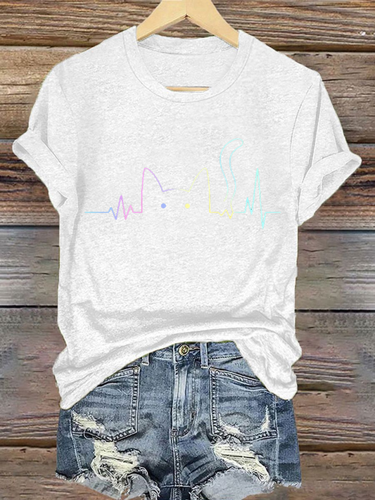 Women's Cat Lover Stylish Design Iron On Short Sleeve T-Shirt