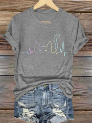 Women's Cat Lover Stylish Design Iron On Short Sleeve T-Shirt