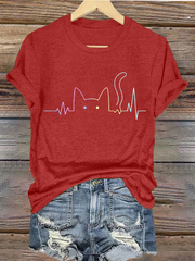 Women's Cat Lover Stylish Design Iron On Short Sleeve T-Shirt