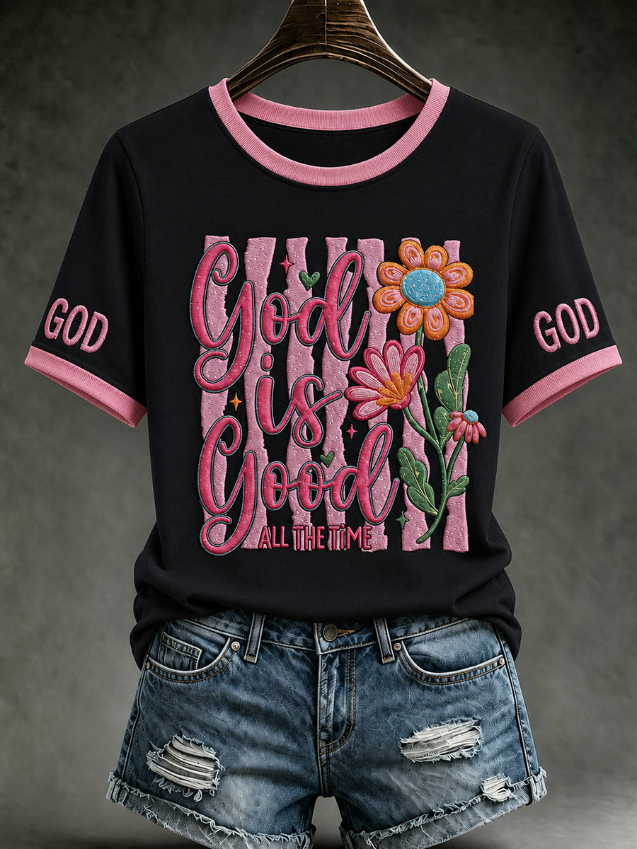 Women's Christian god is good All The Time Printed Short Sleeve T-shirt