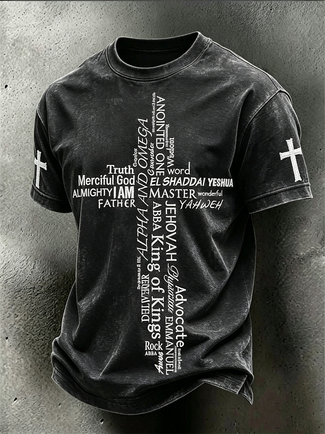 Men's Faith Pattern Printed Leisure Round Neck Short Sleeve T-shirt