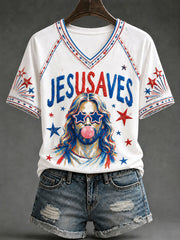 Women's 'Jesus Saves' Printed Casual T-Shirt
