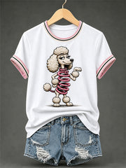 Women's Funny Dog Print Casual Tee