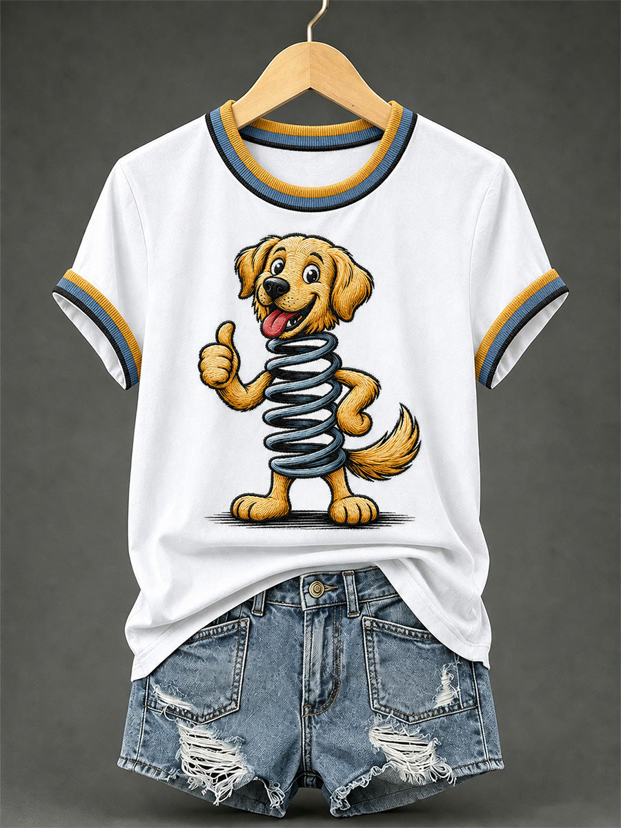 Women's Funny Dog Print Casual Tee