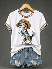 Women's Funny Dog Print Casual Tee