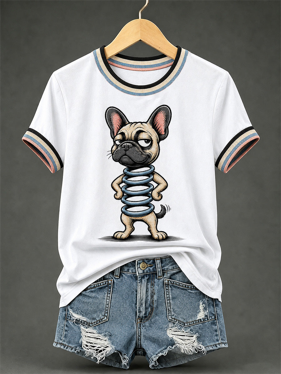 Women's Funny Dog Print Casual Tee