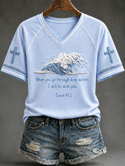 Women's “When You Go Through Deep Waters I Will Be With You-Isaiah 43:2” Faith Casual T-shirt