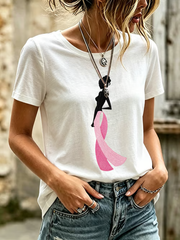Women's linen short-sleeved T-shirt