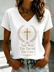 Women's Faith Printed V-neck T-shirt