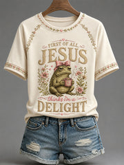 Women's 'I Could Be Meaner But Jesus Said No' Printed Casual T-Shirt