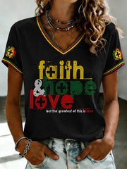 Women's Faith Printed V-neck T-shirt