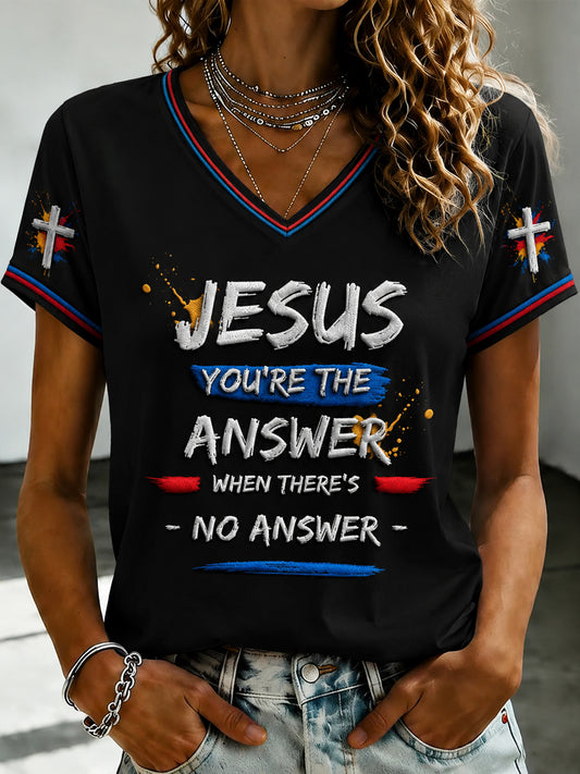 Women's Faith Printed V-neck T-shirt