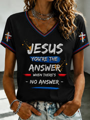 Women's Faith Printed V-neck T-shirt