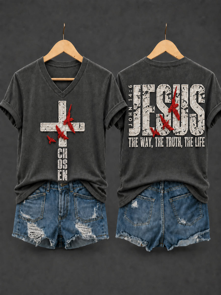 Women's Christian The way, The Truth, The Life JOHN 14:6 Cross Short Sleeve T-shirt