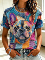 Women's Art Dog Printed T-shirt