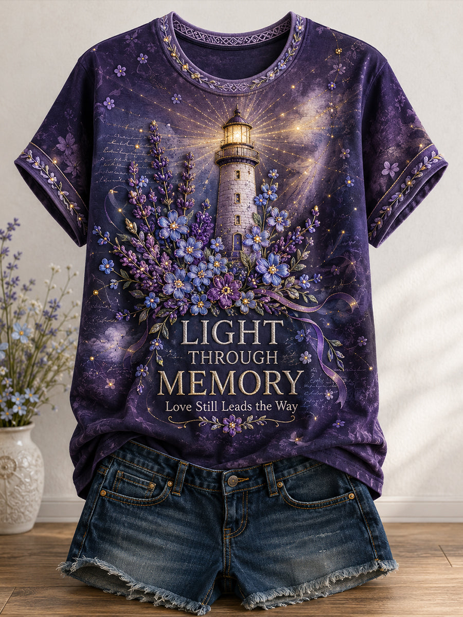 Women's Alzheimer's Awareness Floral Art Printed T-shirt