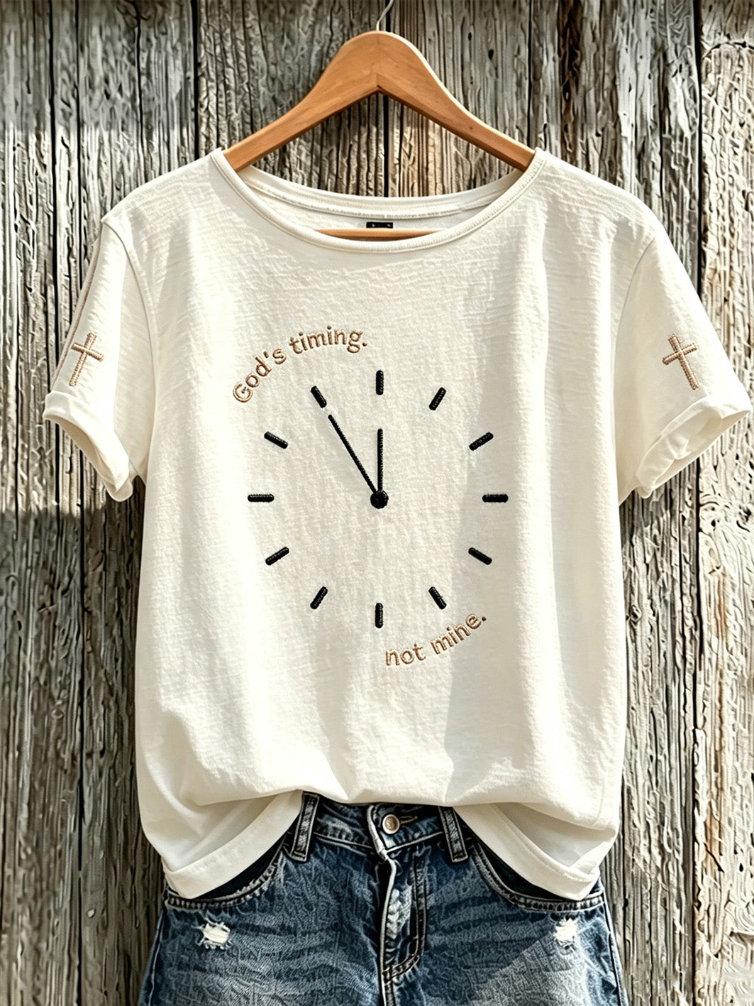 Women's Faith Slogan Pattern Printed Leisure Round Neck Short sleeve T-shirt